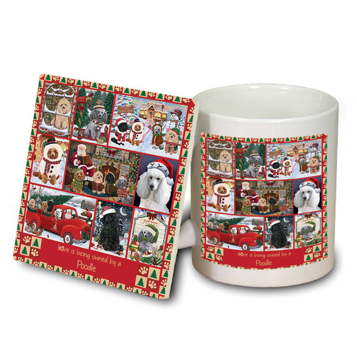 Love is Being Owned Christmas Poodle Dogs Mug and Coaster Set MUC57236