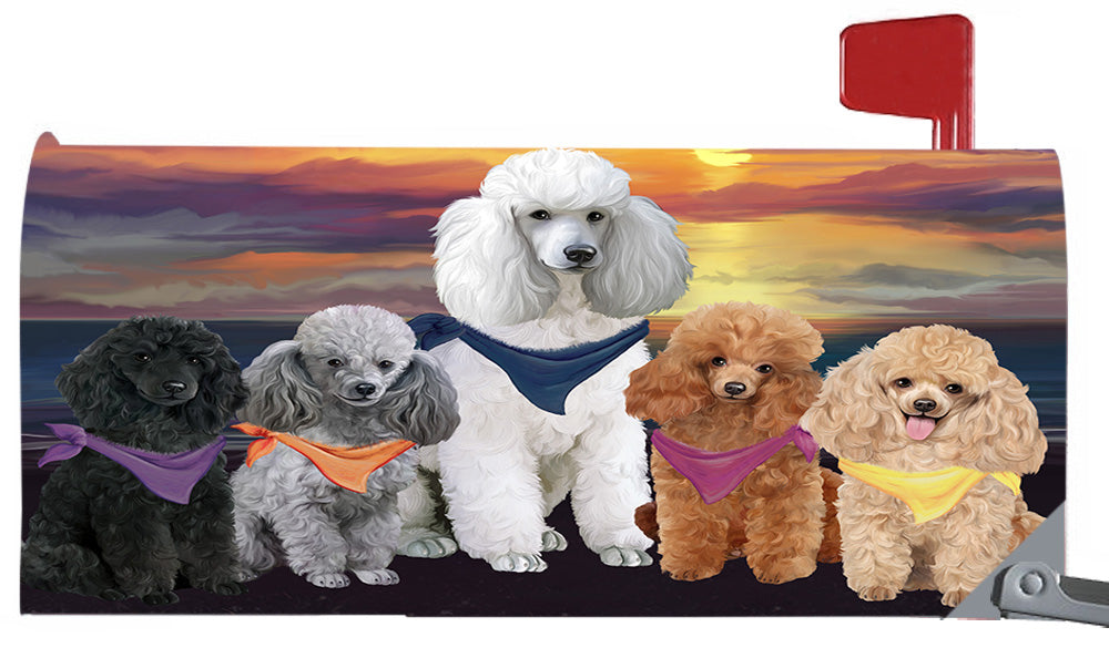 Family Sunset Portrait Poodle Dogs Magnetic Mailbox Cover MBC48493