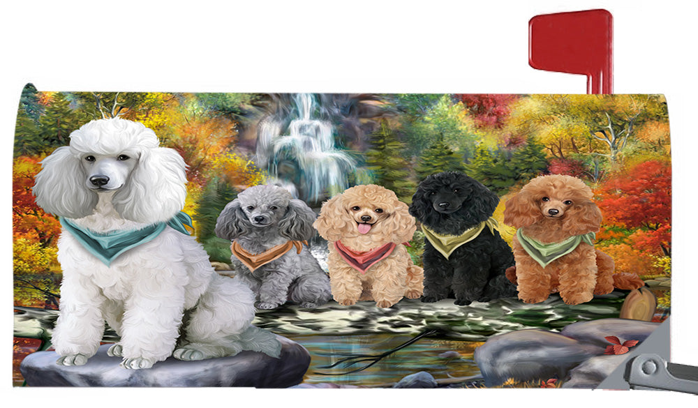 Scenic Waterfall Poodle Dogs Magnetic Mailbox Cover MBC48744