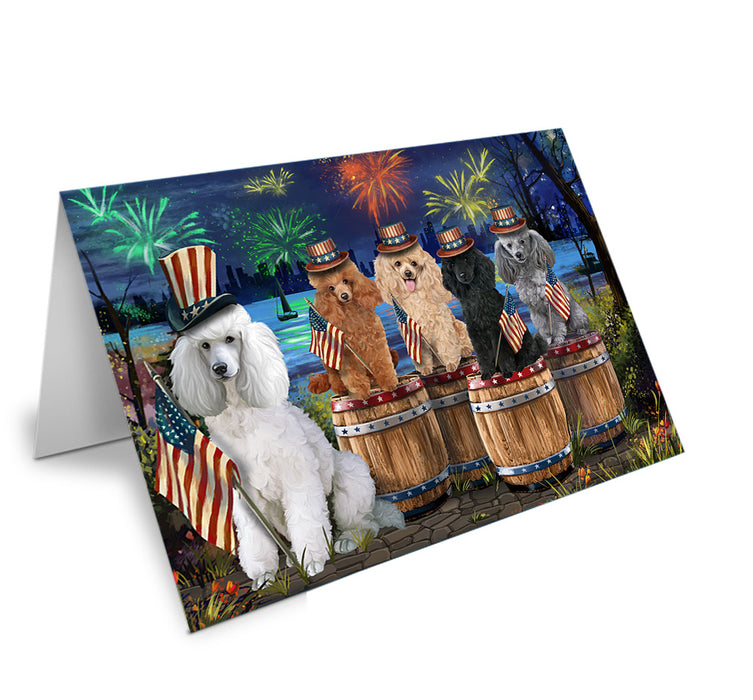 4th of July Independence Day Fireworks Poodles at the Lake Handmade Artwork Assorted Pets Greeting Cards and Note Cards with Envelopes for All Occasions and Holiday Seasons GCD57170