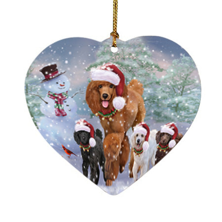Christmas Running Family Poodles Dog Heart Christmas Ornament HPOR55828