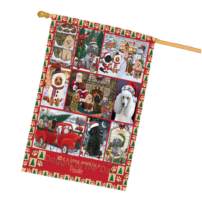 Love is Being Owned Christmas Poodle Dogs House Flag FLG66083