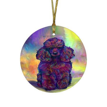 Paradise Wave Poodle Dog Round Flat Christmas Ornament RFPOR56433