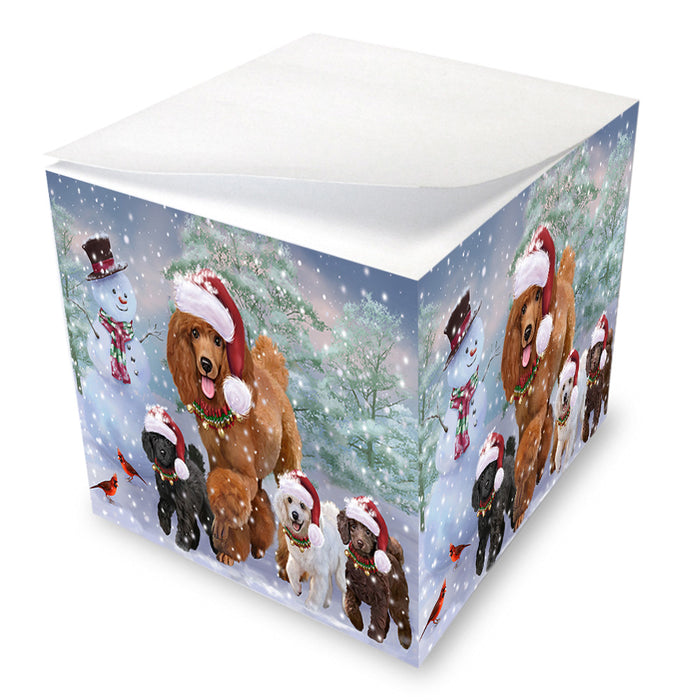 Christmas Running Family Poodles Dog Note Cube NOC53818