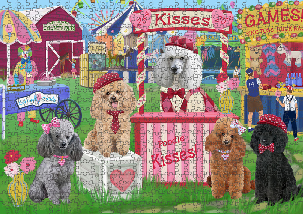 Carnival Kissing Booth Poodles Dog Puzzle with Photo Tin PUZL91860