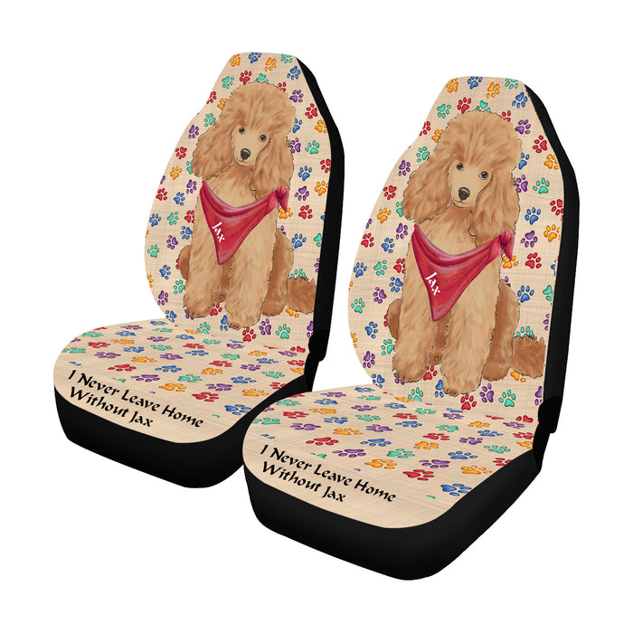 Personalized I Never Leave Home Paw Print Poodle Dogs Pet Front Car Seat Cover (Set of 2)