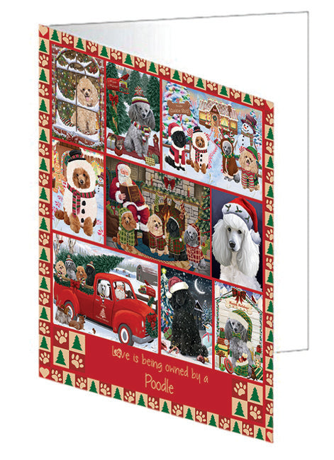 Love is Being Owned Christmas Poodle Dogs Handmade Artwork Assorted Pets Greeting Cards and Note Cards with Envelopes for All Occasions and Holiday Seasons GCD78959