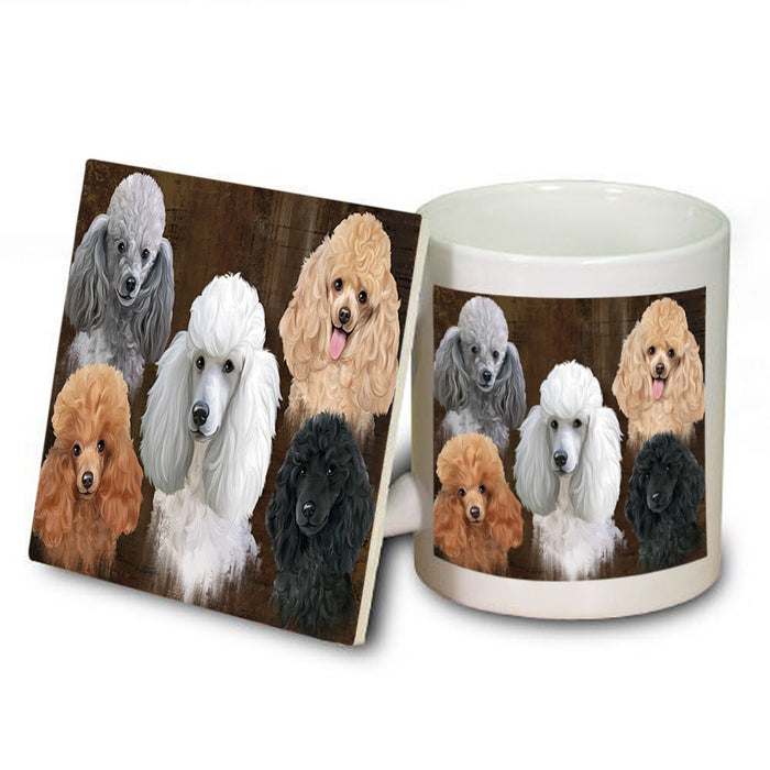 Rustic 5 Poodle Dog Mug and Coaster Set MUC54134