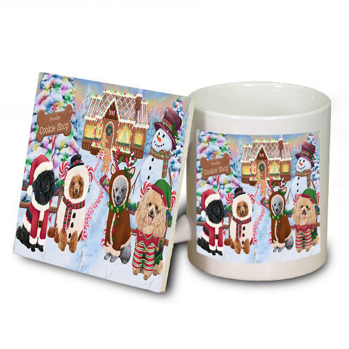 Holiday Gingerbread Cookie Shop Poodles Dog Mug and Coaster Set MUC56503