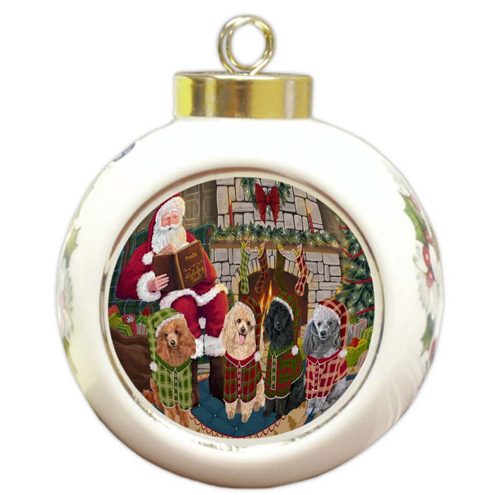 Christmas Cozy Holiday Tails Poodles Dog Round Ball Christmas Ornament RBPOR55733