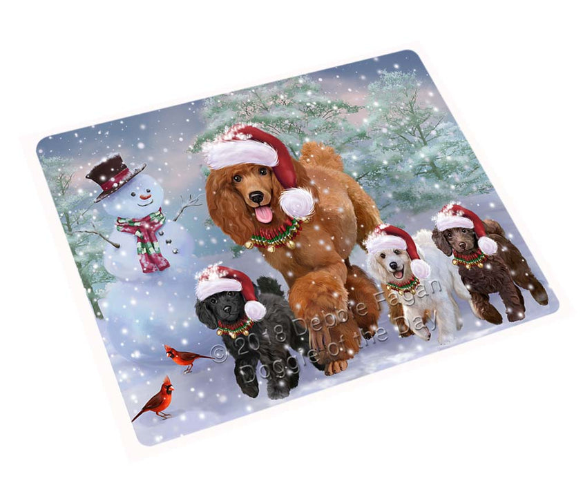 Christmas Running Family Poodles Dog Large Refrigerator / Dishwasher Magnet RMAG95100