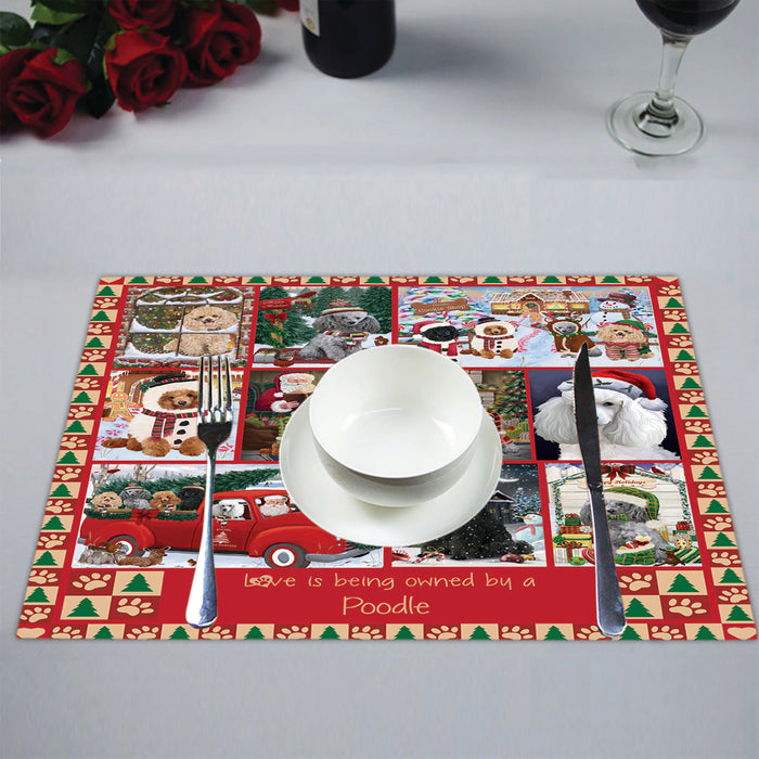 Love is Being Owned Christmas Poodle Dogs Placemat