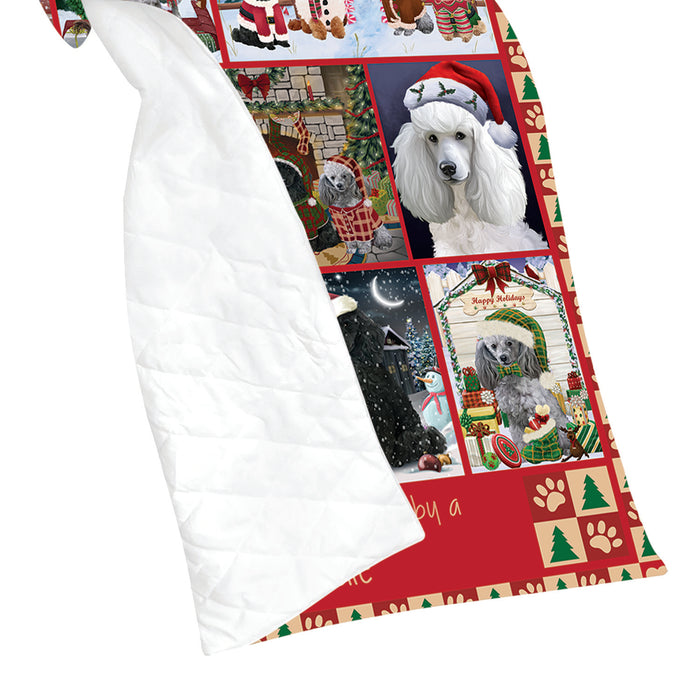 Love is Being Owned Christmas Poodle Dogs Quilt