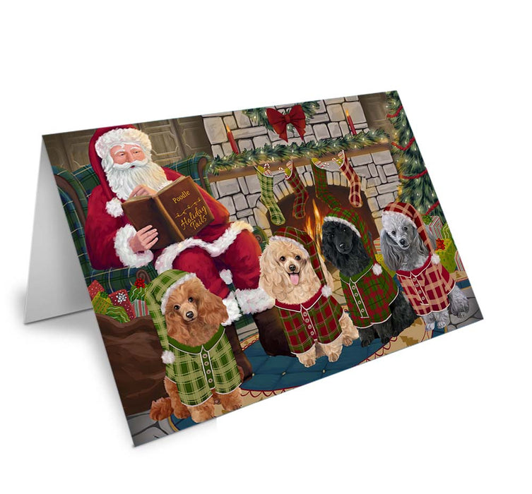 Christmas Cozy Holiday Tails Poodles Dog Handmade Artwork Assorted Pets Greeting Cards and Note Cards with Envelopes for All Occasions and Holiday Seasons GCD70646