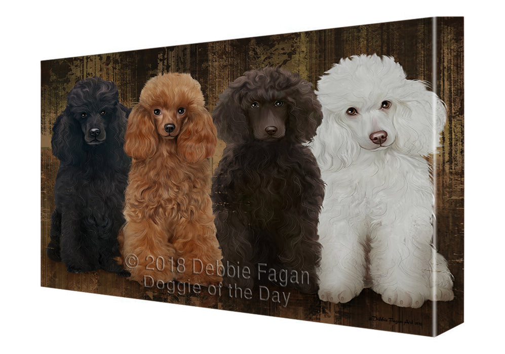 Rustic 4 Poodles Dog Canvas Wall Art CVS61815