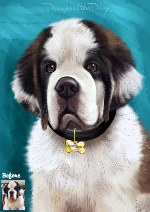 Digital Painting PERSONALIZED Caricature PET PORTRAIT! Custom Pet Dog or Cat Art