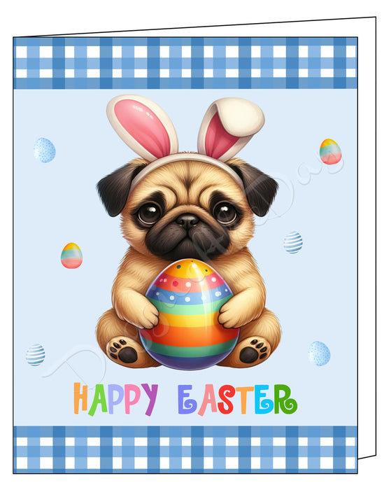 Pug Dog Easter Day Greeting Cards and Note Cards with Envelope - Easter Invitation Card with Multi Design Pack