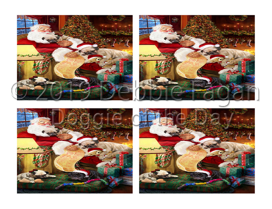 Santa Sleeping with Pug Dogs Placemat