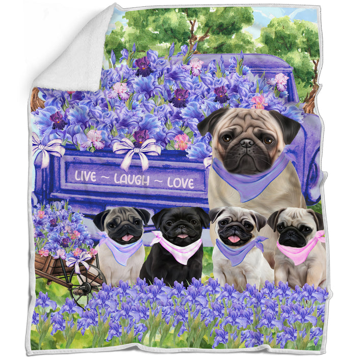 Pug Bed Blanket, Explore a Variety of Designs, Custom, Soft and Cozy, Personalized, Throw Woven, Fleece and Sherpa, Gift for Pet and Dog Lovers