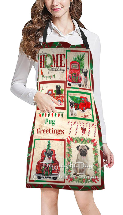 Welcome Home for Holidays Pug Dogs Apron Apron48437