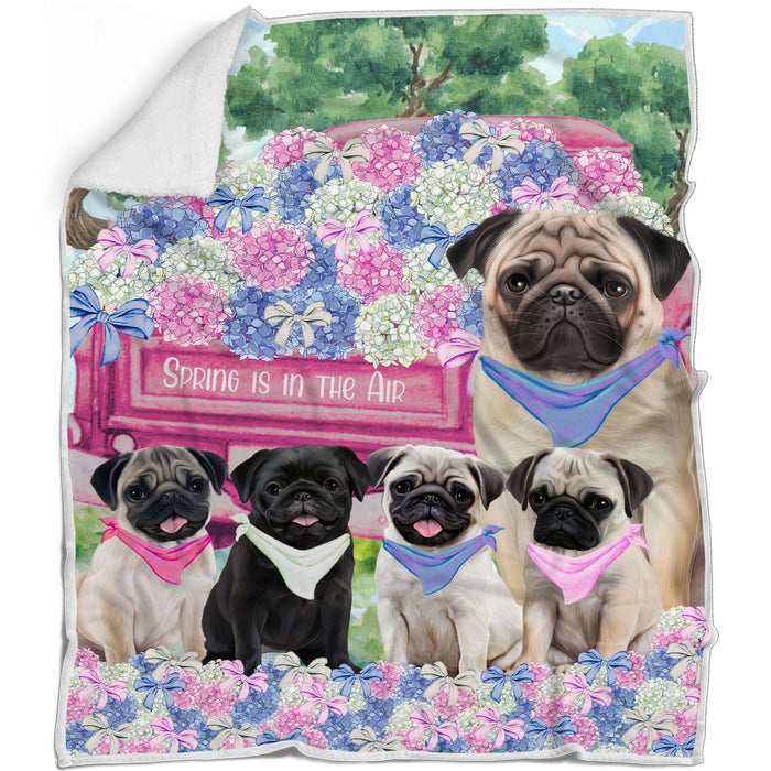 Pug Blanket: Explore a Variety of Personalized Designs, Bed Cozy Sherpa, Fleece and Woven, Custom Dog Gift for Pet Lovers