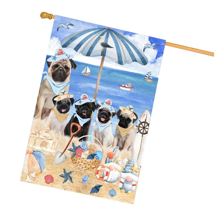 Pug Dogs House Flag, Double-Sided Home Outside Yard Decor, Explore a Variety of Designs, Custom, Weather Resistant, Personalized, Gift for Dog and Pet Lovers