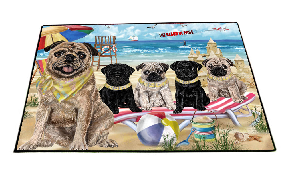 Pet Friendly Beach Pug Dogs Floormat FLMS55501