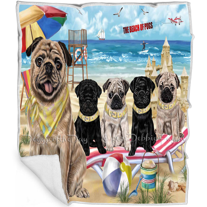 Pet Friendly Beach Pug Dogs Blanket BLNKT142523