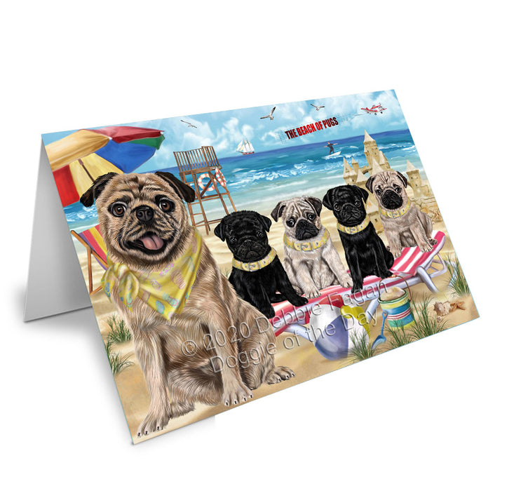 Pet Friendly Beach Pug Dogs Handmade Artwork Assorted Pets Greeting Cards and Note Cards with Envelopes for All Occasions and Holiday Seasons