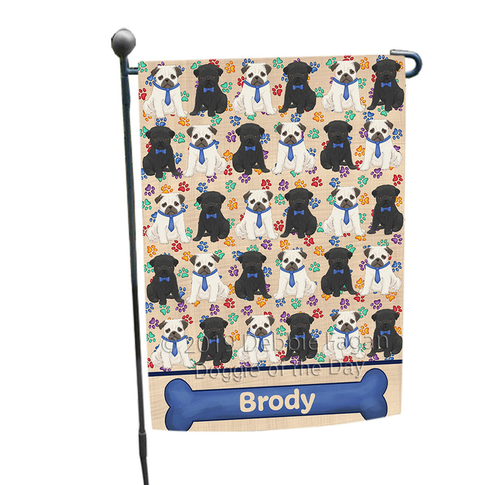 Rainbow Paw Print Pug Dogs Garden Flag GFLG65305