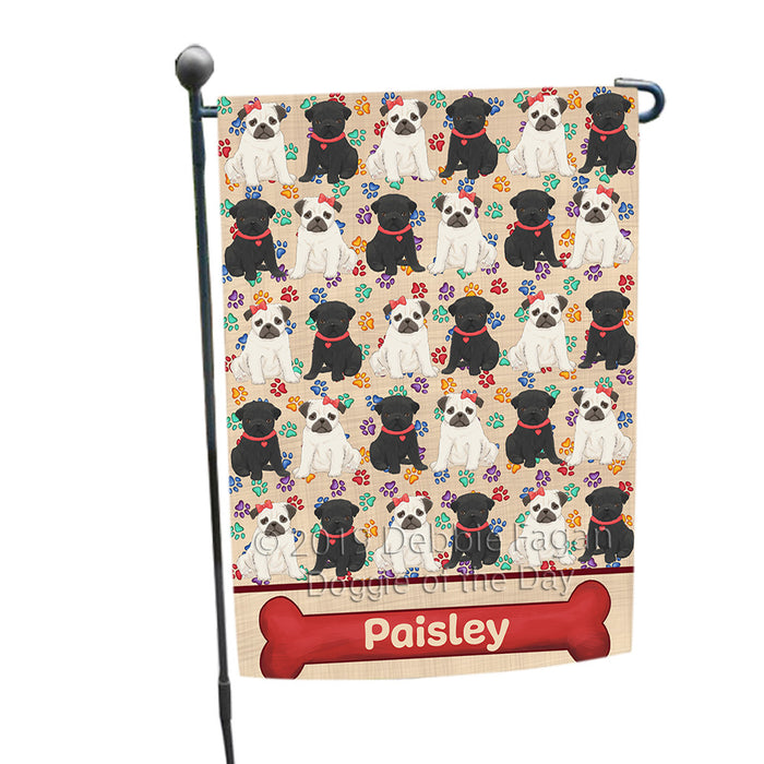 Rainbow Paw Print Pug Dogs Garden Flag GFLG65306