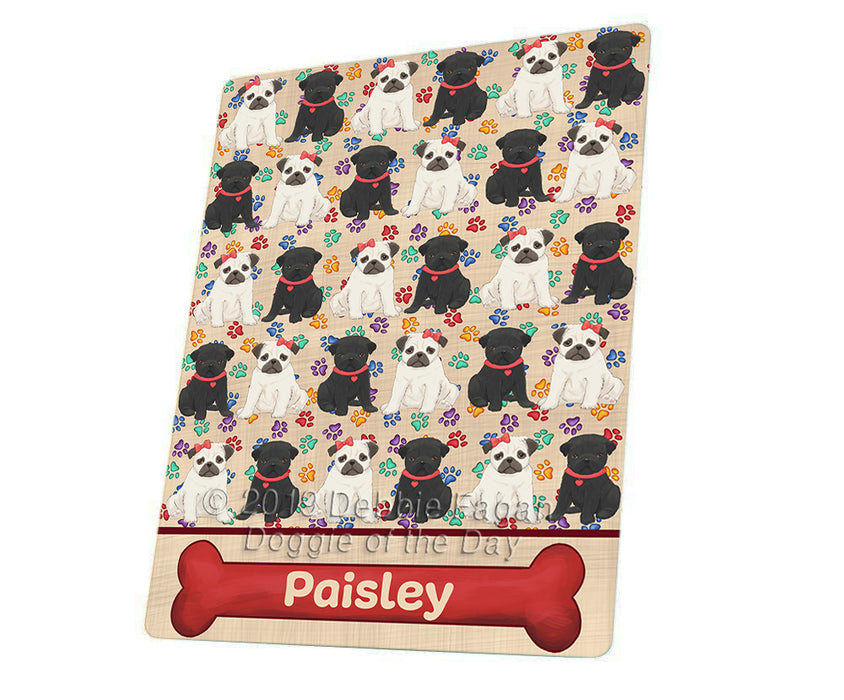 Rainbow Paw Print Pug Dogs Blanket BLNKT136335