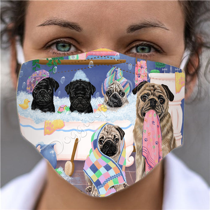 Rub A Dub Dogs In A Tub  Pug Dogs Face Mask FM49529