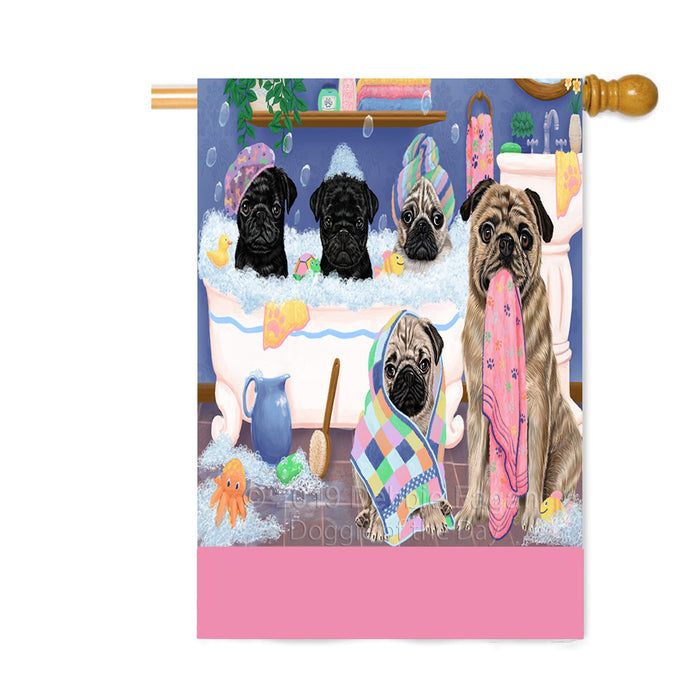 Personalized Rub A Dub Dogs In A Tub Pug Dogs Custom House Flag FLG64363