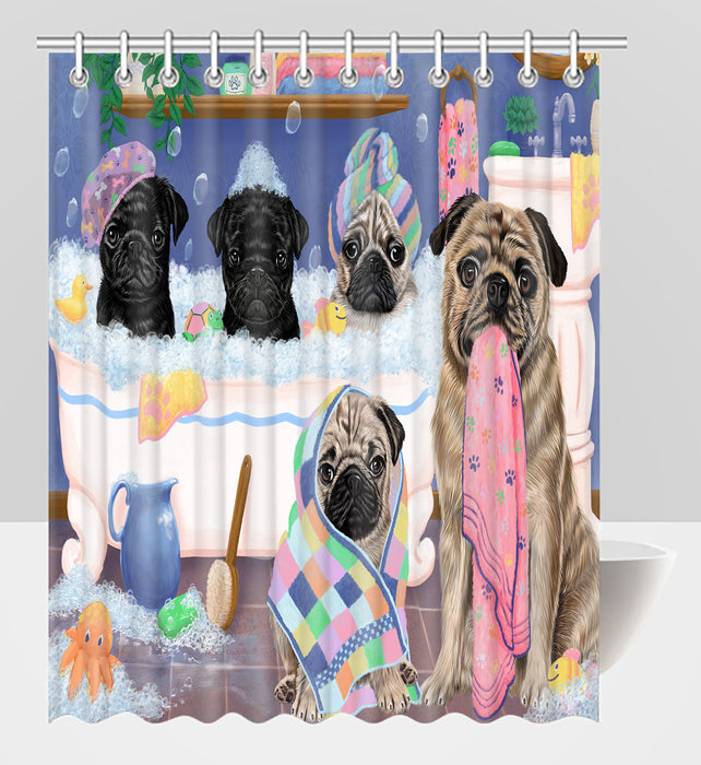 Rub A Dub Dogs In A Tub Pug Dogs Shower Curtain