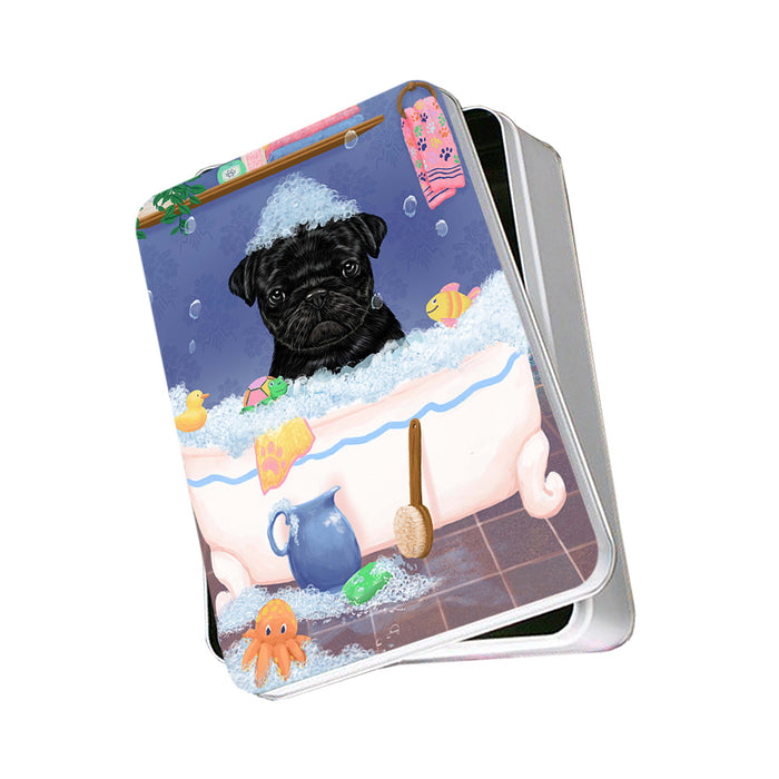 Rub A Dub Dog In A Tub Pug Dog Photo Storage Tin PITN57366
