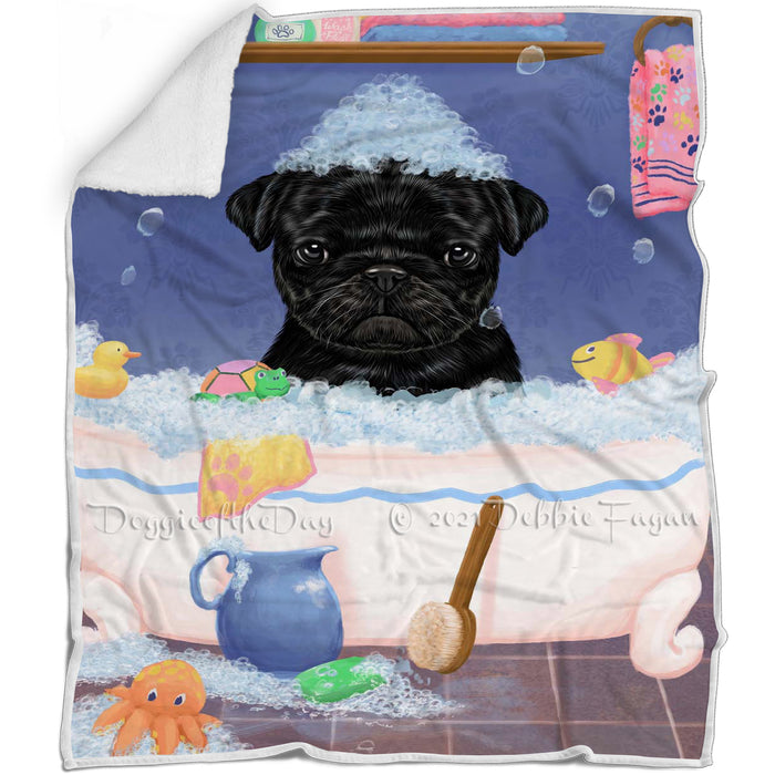 Rub A Dub Dog In A Tub Pug Dog Blanket BLNKT143132