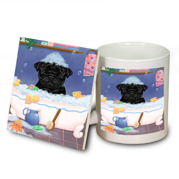Rub A Dub Dog In A Tub Pug Dog Mug and Coaster Set MUC57415
