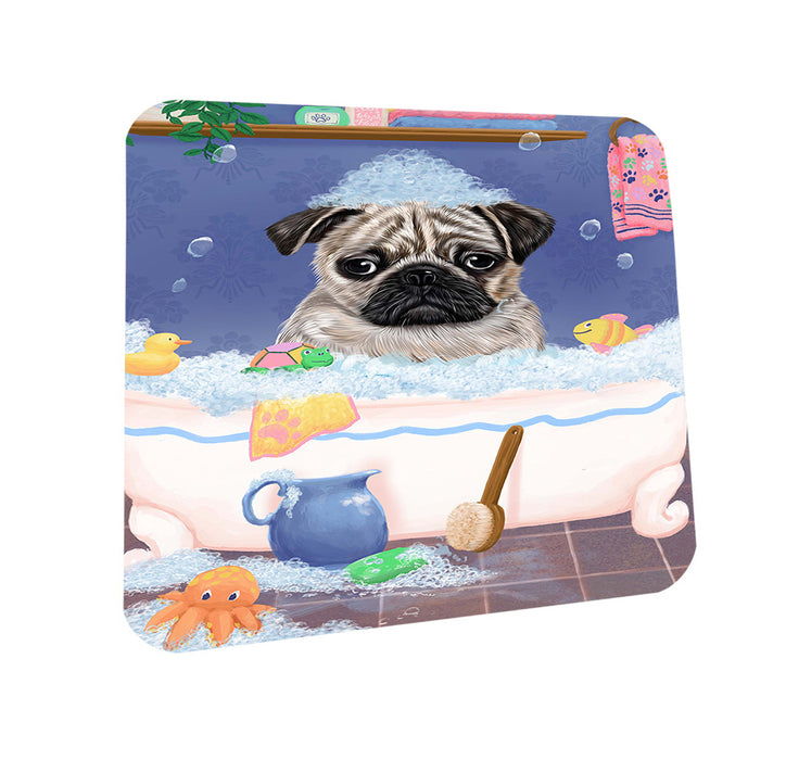 Rub A Dub Dog In A Tub Pug Dog Coasters Set of 4 CST57382