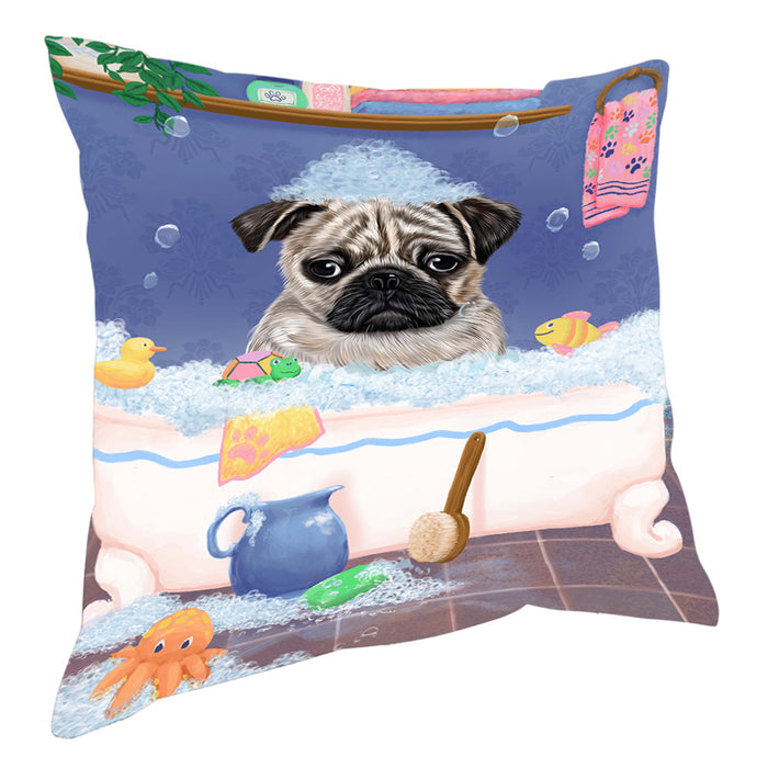 Rub A Dub Dog In A Tub Pug Dog Pillow with Top Quality High-Resolution Images - Ultra Soft Pet Pillows for Sleeping - Reversible & Comfort - Ideal Gift for Dog Lover - Cushion for Sofa Couch Bed - 100% Polyester, PILA90727