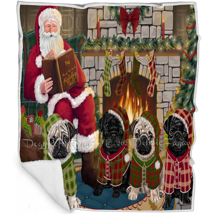 Christmas Cozy Holiday Tails Pugs Dog Blanket BLNKT117822
