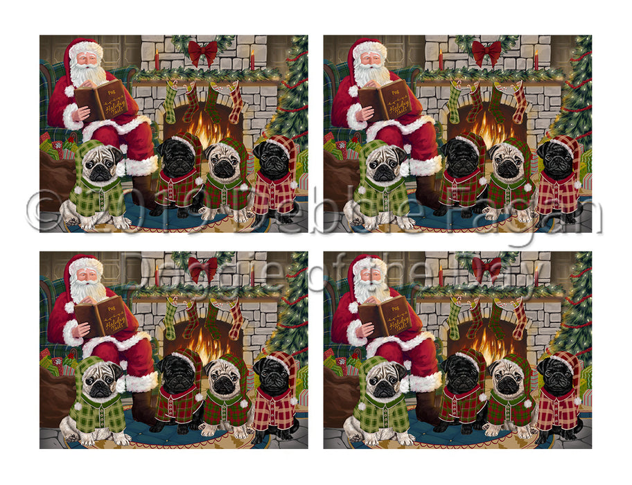 Christmas Cozy Holiday Fire Tails Pug Dogs Placemat