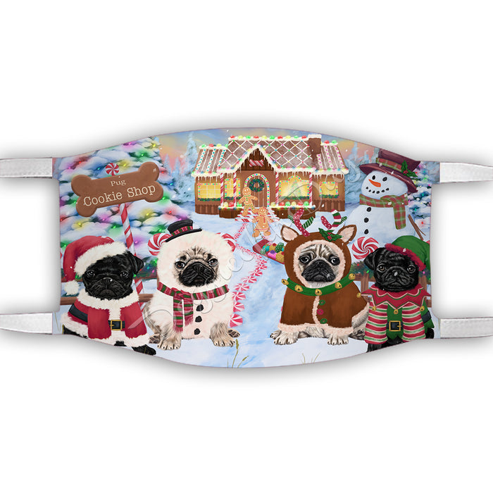 Holiday Gingerbread Cookie Pug Dogs Shop Face Mask FM48920