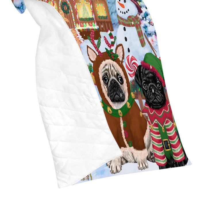 Holiday Gingerbread Cookie Pug Dogs Quilt