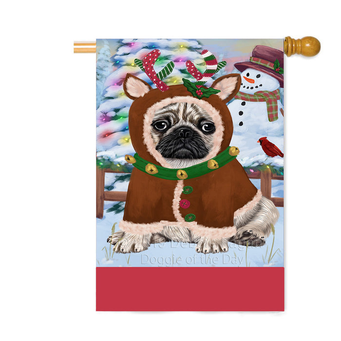 Personalized Gingerbread Candyfest Pug Dog Custom House Flag FLG63914
