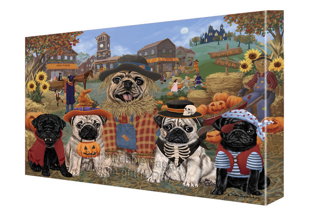 Halloween 'Round Town Pug Dogs Canvas Print Wall Art Décor CVS143891