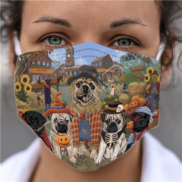 Halloween 'Round Town Pug Dogs Face Mask FM49979