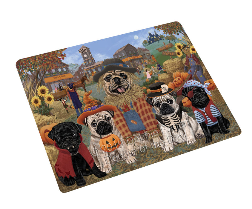 Halloween 'Round Town Pug Dogs Cutting Board - For Kitchen - Scratch & Stain Resistant - Designed To Stay In Place - Easy To Clean By Hand - Perfect for Chopping Meats, Vegetables