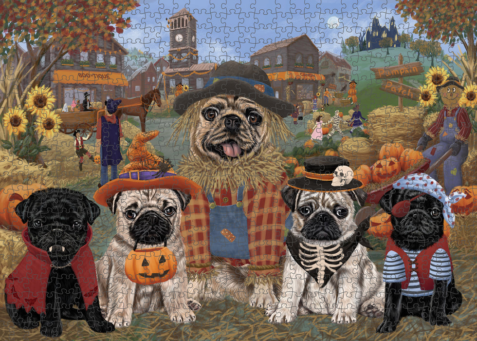 Halloween 'Round Town Pug Dogs Puzzle  PUZL98736