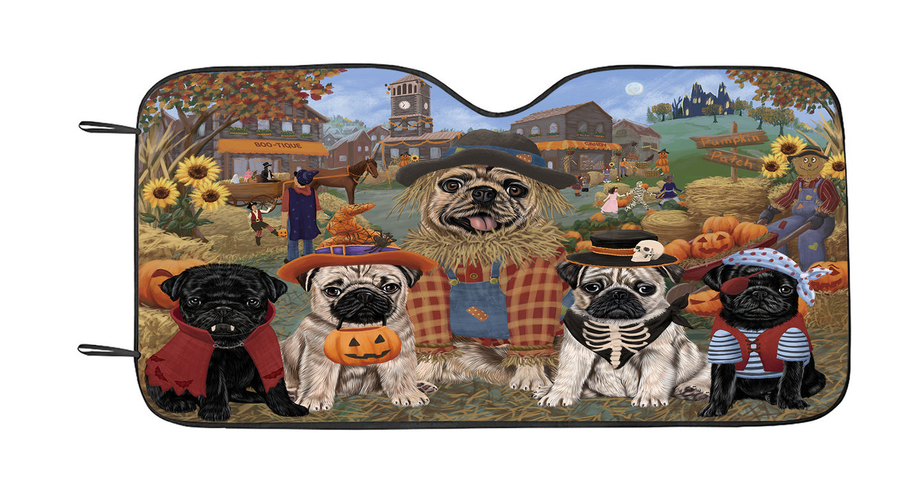 Halloween 'Round Town Pug Dogs Car Sun Shade